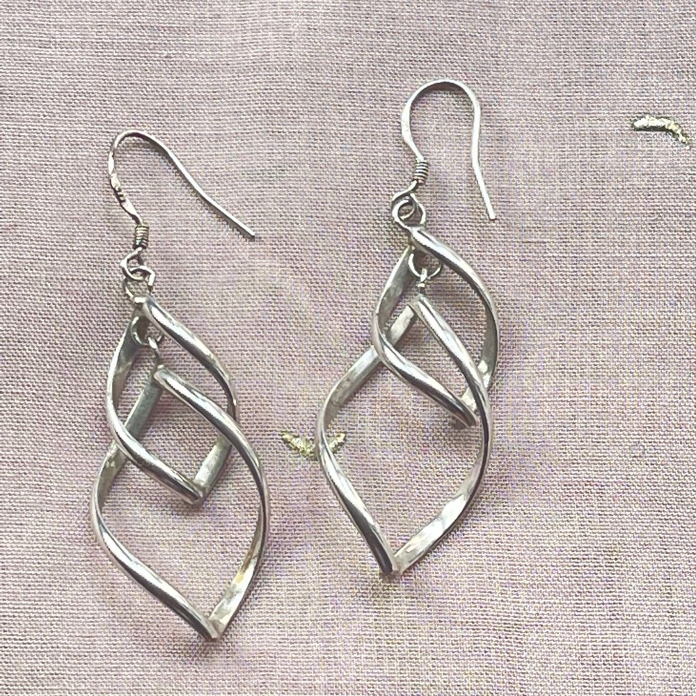 Sterling Silver Double Twisted Dangle Earrings - image 5